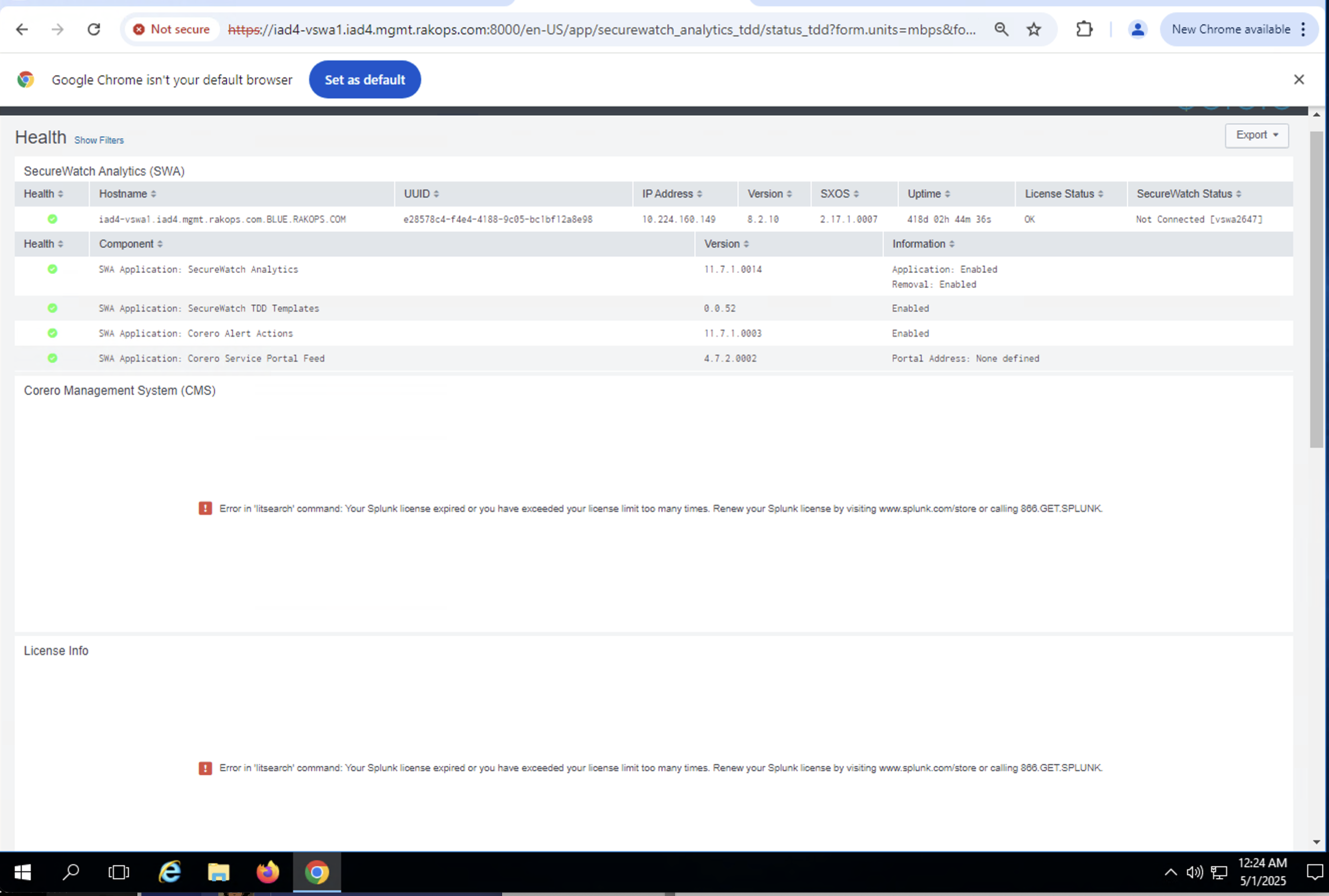 [Corero] SWA Fails to Connect to Corero Server After Contract Renewal ...