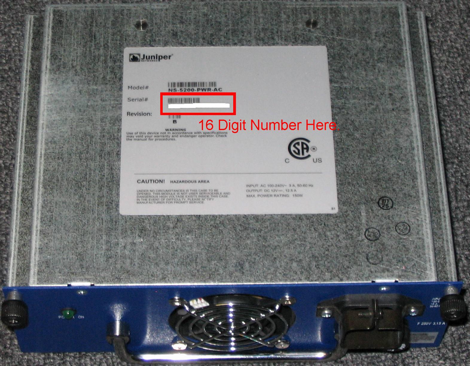 [ScreenOS] How to find/access the serial number of the power supply on