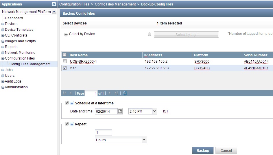 [Archive] How to backup the device configuration on Junos Space