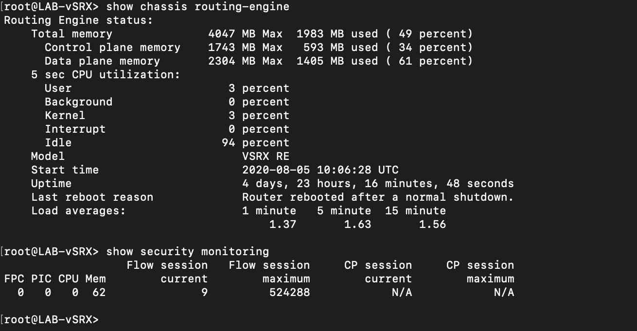 High CPU usage for vSRX instances on vmware vShpere