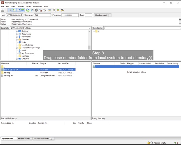 How to upload large files to a JTAC support case using SFTP