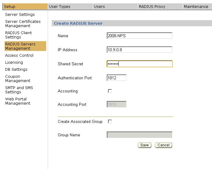 Example Configuration SmartPass using external RADIUS Authentication