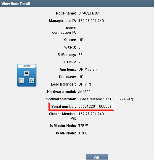 [Junos Space] Obtaining JA1500 / JA2500 serial number via CLI or GUI