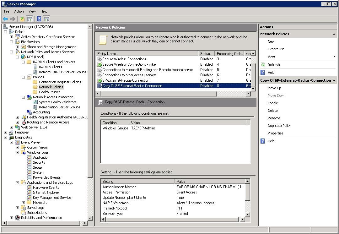 Example Configuration SmartPass using external RADIUS Authentication
