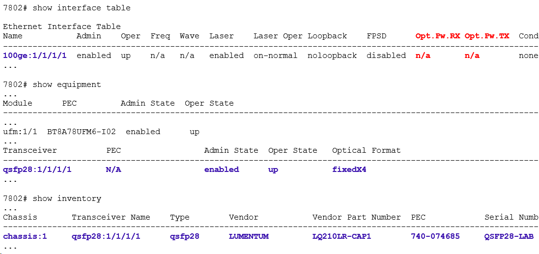 [BTI] Getting optical parameter details from 100GE QSFP28 transceivers